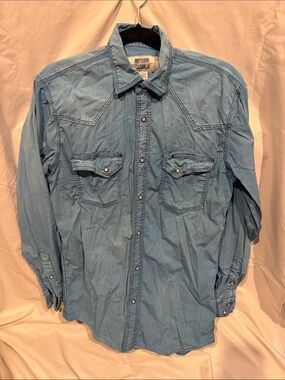 Outdoor Casuals Light Blue Button-Up Western Shirt